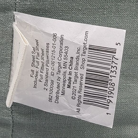 New Casaluna 100% Linen Washed Full Sheet Set Olive green 4pc NEW - Picture 4 of 6